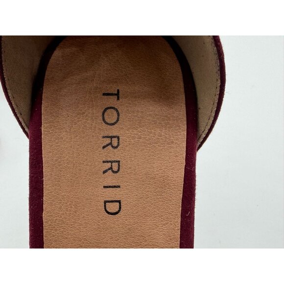 Torrid Pumps Womens Size 11WW Burgundy Two Strap Tapered Open Toe Heeled Sandals - Picture 14 of 16
